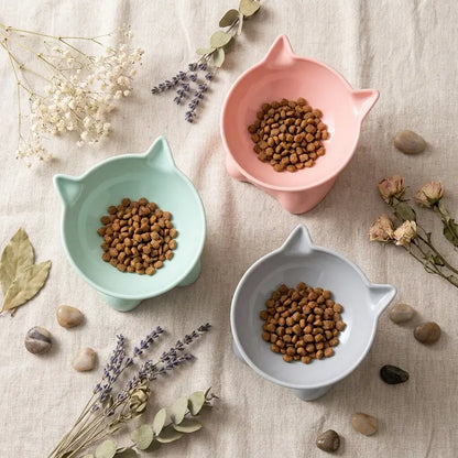 Korotettu kissan ruokakuppi – Kallistettu keramiikkakuppi kissoille ja koirille